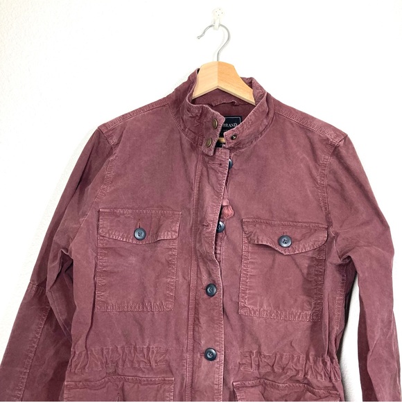 Lucky Brand Utility Cargo Jacket Womens Large Burgundy Cotton Zip And Buttons - Picture 4 of 14